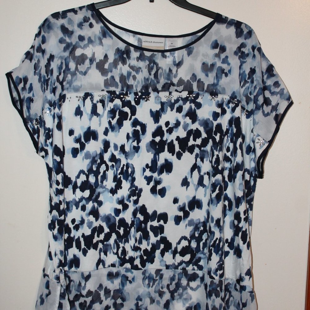 Alfred Dunner blue leopard print 1X